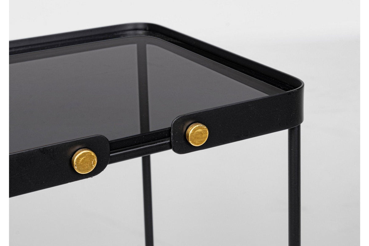 Dohányzóasztal - ZEINA II fekete acél 2 részes dohányzóasztal szett